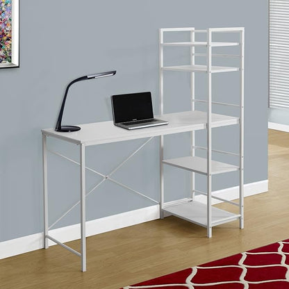 Monarch Specialties Study Workstation with 4 Bookshelves-Home & Office Computer Desk with 4 Tier, 48", White