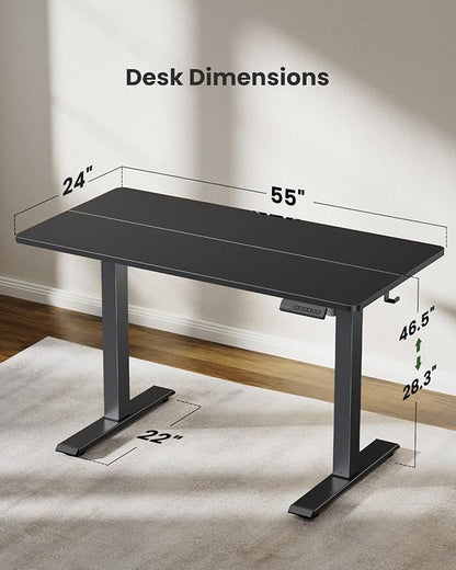 Marsail TZESD22B-USMS3 Standing Desk with LED Lights, 55 24 Inch, Black