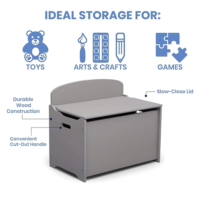 Delta Children MySize Deluxe Toy Box, Grey