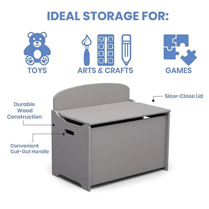 Delta Children MySize Deluxe Toy Box and GapKids Deluxe Toy Organizer with 9 Bins - Navy/Natural
