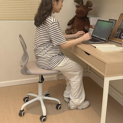 FurnitureR Writing Task Chair for Teens Boys Girls 360 Rolling Wheels Fabric Soft Pad Seat Breathable Backrest, Height Adjustable Liftup 29.5"-34.3", Morandi Grey