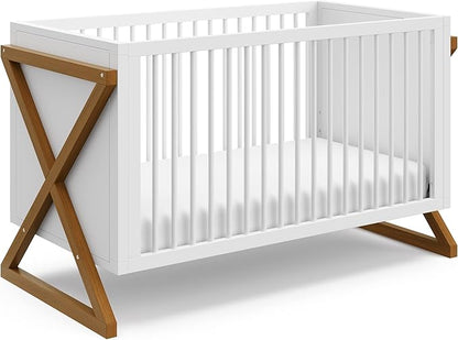 Storkcraft Equinox 3-in-1 Convertible Crib (Vintage Driftwood) Easily Converts to Toddler Bed & Daybed, 3-Position Adjustable Mattress Support Base, Modern Two-Tone Design for Contemporary Nursery