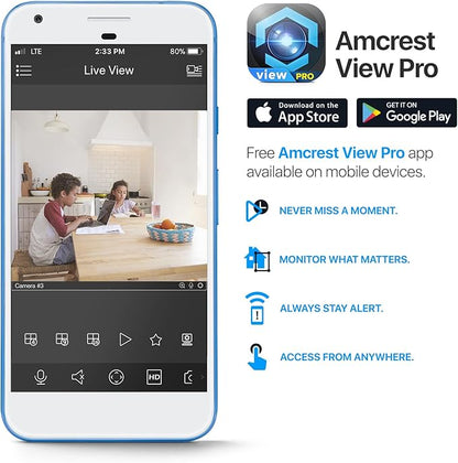 Amcrest 4MP ProHD Indoor WiFi, Security IP Camera with Pan/Tilt, Two-Way Audio, Night Vision, Remote Viewing, 4-Megapixel @30FPS, Wide 90° FOV, IP4M-1041B (Black)