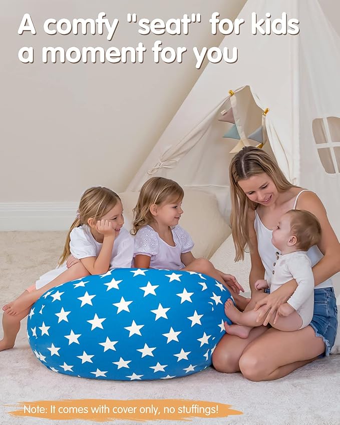 Aubliss Stuffed Animal Bean Bag Storage Chair (Blue Star, Large (38''))
