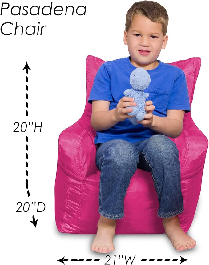 Posh Creations Bean Bag Structured Seat for Toddlers and Kids, Comfy Chair for Children, Pasadena, Pink