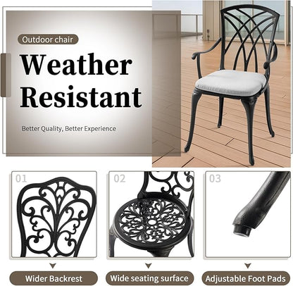 3 Piece Patio Bistro Set with Cushions, Outdoor Bistro Table and Chairs Set of 2 with Umbrella Holes, All Weather Bistro Table Set for Garden Porch Pools
