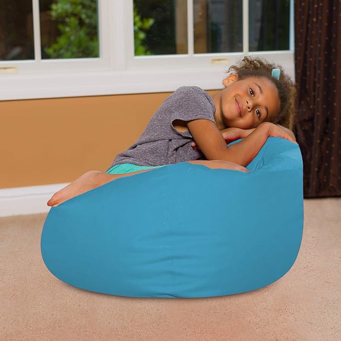 Posh Creations Bean Bag Chair for Kids, Teens, and Adults Includes Removable and Machine Washable Cover, Heather Teal, 27in - Medium