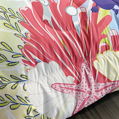 CVHOUSE Mermaid Comforter Set,Ocean Sea Mermaid Bedding Set for Girls Kids Teens,Mermaid Comforter Butterflies Duvet Set Room Decor Quilt Set Twin Size