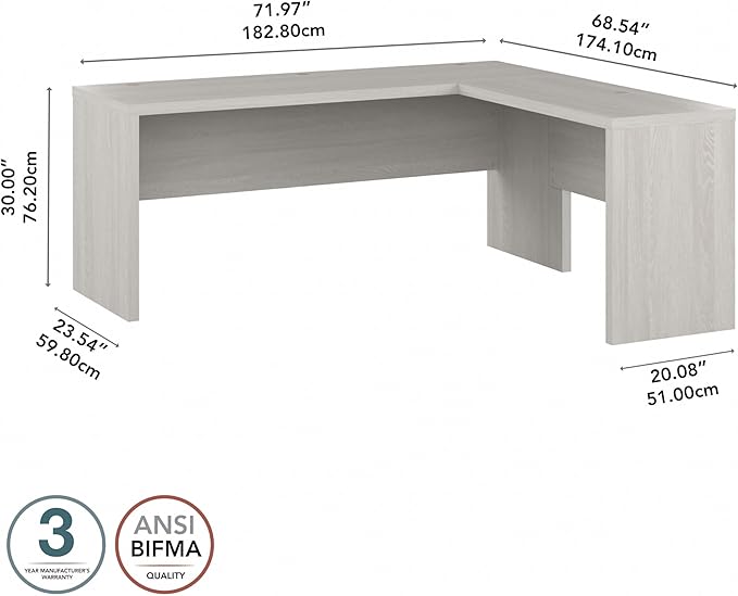 Bush Business Furniture Echo L Shaped Computer Desk, 72W, Gray Sand