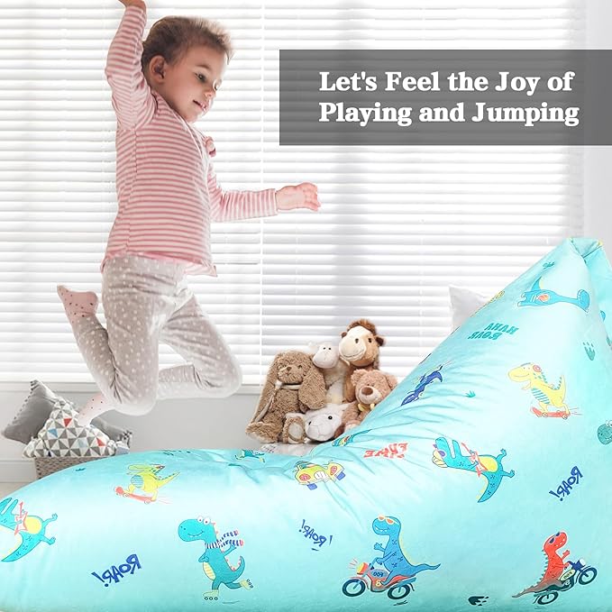 Jorbest Stuffed Animal Storage, Dinosaur Bean Bag Chair, Stuffed Animal Storage Bean Bag Chair for Kids and Adults, Dinosaur Bean Bag for Boys and Girls - Cover ONLY (Dinosaur 200L/52 Gal)