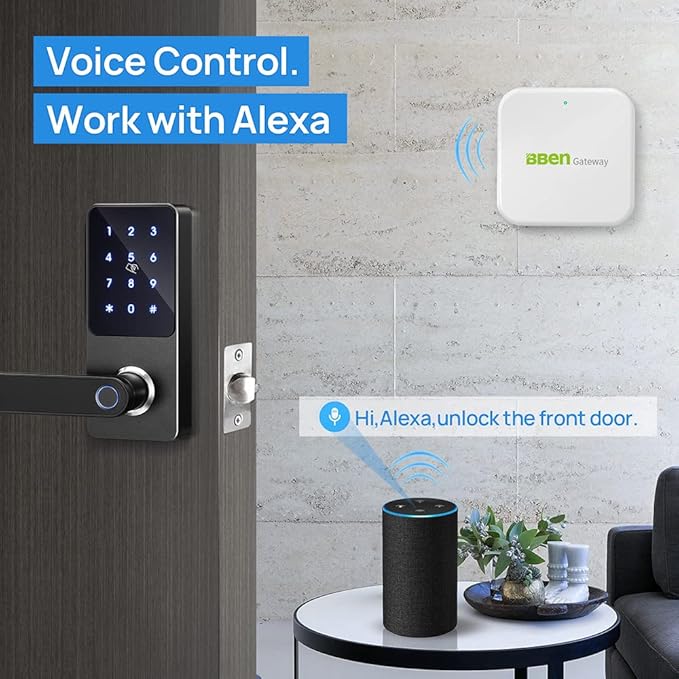 Bben Smart Door Lock Wi-Fi Gateway, Bluetooth Keyless Entry Keypad Smart Deadbolt Wi-Fi Bridge, TTLock Smart Deadbolt WiFi Hub Compatible with Alexa, G2 Gateway, G2 Hub with Alexa