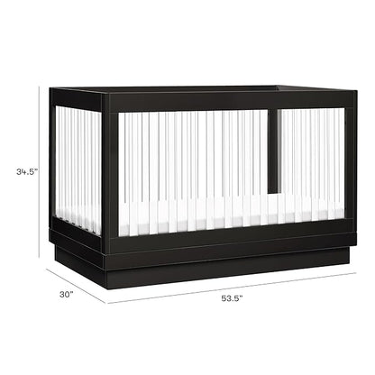 Babyletto Harlow Acrylic 3-in-1 Convertible Crib with Toddler Bed Conversion Kit in Black with Acrylic Slats, Greenguard Gold Certified