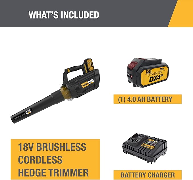Cat DG250 18V Brushless 450 CFM 100 MPH Leaf Blower Cordless with Battery and Charger, 2-Speed Blowers for Lawn Care, Lightweight Cordless Leaf Blower – Battery & Charger Included