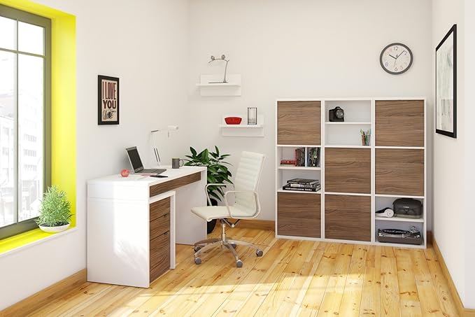 Nexera 211303 Reversible Desk Panel for Home Office, White & Walnut