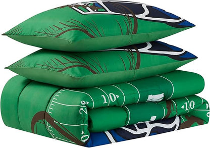 Kids Bedding Set Bed in a Bag for Boys and Girls Toddlers Printed Sheet Set and Comforter, Full, Football