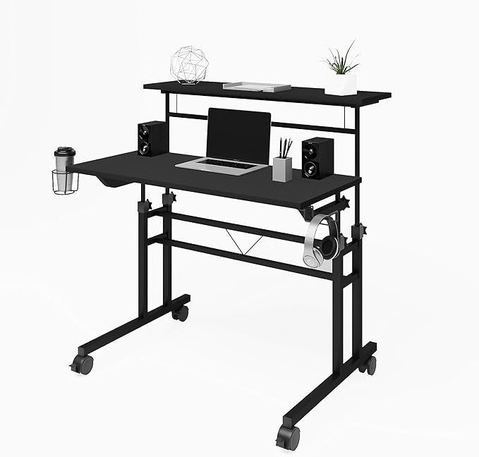 NicBex Laik-DW-00050-DX Desks, 35.25" W x 25" D x 28" H, Black