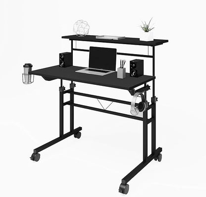 NicBex Laik-DW-00050-DX Desks, 35.25" W x 25" D x 28" H, Black
