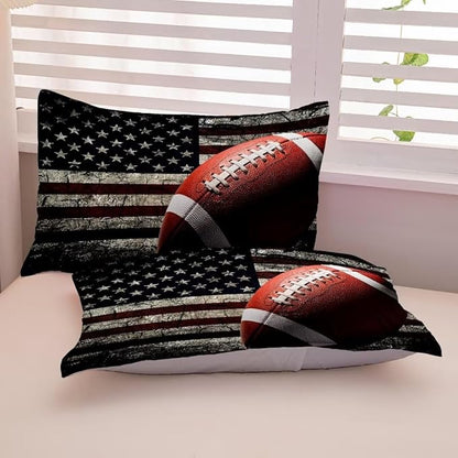American Football Comforter Set for Boys Teens,Kids Sports Bedding Set Twin Size,USA Flag Football Printed Bedroom Sets with 2 Matching Pillow Shams