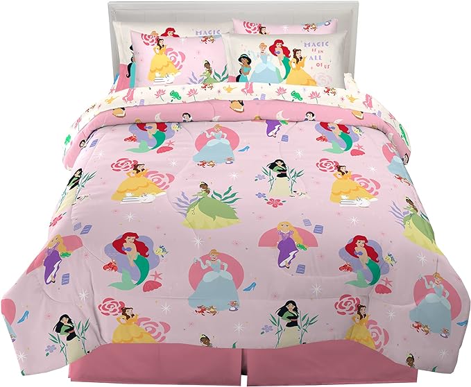 Disney Princess Kids Bedding Super Soft Comforter and Sheet Set with Sham, 7 Piece Full Size, "Official" Disney Product By Franco (PRINTS MAY VARY)
