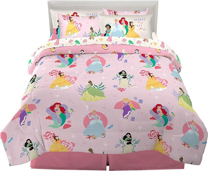 Disney Princess Kids Bedding Super Soft Comforter and Sheet Set with Sham, 7 Piece Full Size, "Official" Disney Product By Franco (PRINTS MAY VARY)