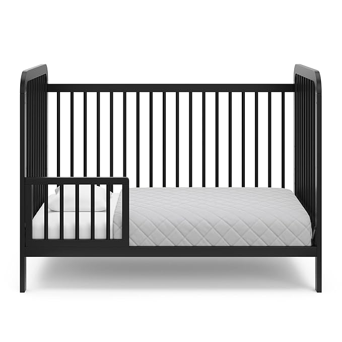 Storkcraft Pasadena 3-in-1 Convertible Crib (Black) – GREENGUARD Gold Certified, Converts to Daybed and Toddler Bed, Fits Standard Full-Size Crib Mattress, Adjustable Mattress Height
