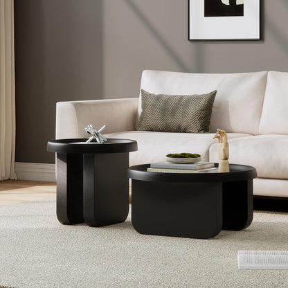 Round Coffee Table,Modern Coffee Table,Unique Circle Coffee Tables,Metal Center Table for Living Room (Black, 29.5 x 16.5)