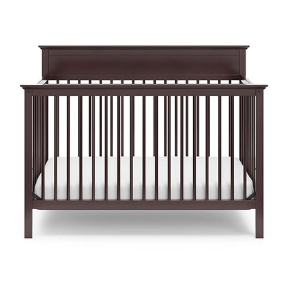 Storkcraft Carmel 5-in-1 Convertible Crib (Espresso) - GREENGUARD Gold Certified, Converts to Toddler Bed & Full-Size Bed, Fits Standard Full-Size Crib Mattress, 4 Adjustable Mattress Heights
