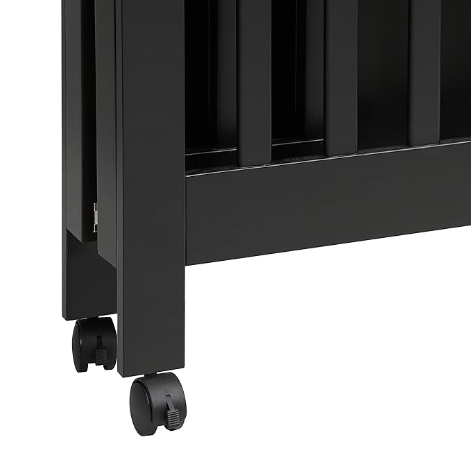 Babyletto Origami Mini Portable Folding Crib with Wheels in Black, 2 Adjustable Mattress Positions, Greenguard Gold Certified