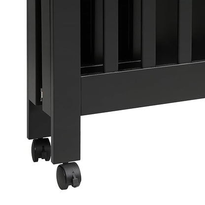 Babyletto Origami Mini Portable Folding Crib with Wheels in Black, 2 Adjustable Mattress Positions, Greenguard Gold Certified