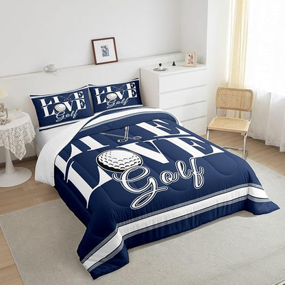Feelyou Golf Print Bedding Set Twin Size Ball Gaming Comforter Set for Kids Boys Girls Decor Sports Theme Comforter Microfiber Golf Ball Duvet Set Bedroom Quilt Set