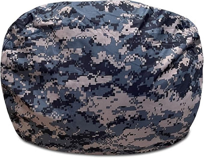 Posh Creations Structured Comfy Bean Bag Chair for Gaming, Reading and Watching TV, 100in Round Classic Chair, Nylon - Camo Digital