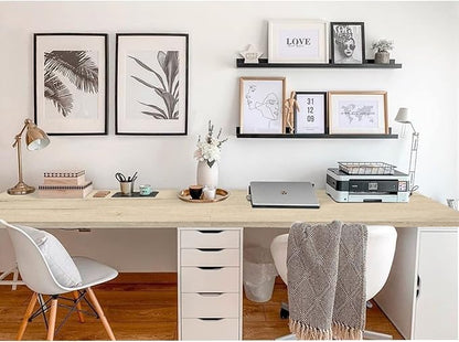 Kaboon Universal Tabletop 55"x23.62" Solid One-Piece Melamine Table Top, Double Desk L-Desk DIY, Home and Office Countertop, Oak