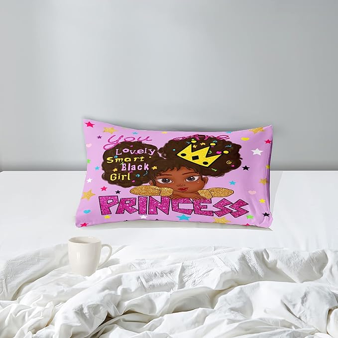 Black Girl Comforter Sets Twin-African Black Girls Twin Comforter Sets for Girls Cute Black Girl Twin Bedding Sets for Girls Princess Room Decor for Girls Bedroom, Twin (1 Comforter 1 Pillowcase)