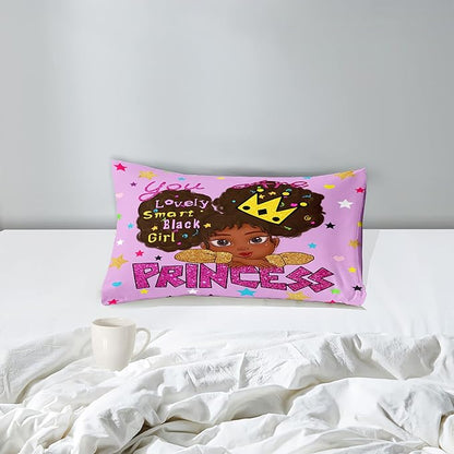 Black Girl Comforter Sets Twin-African Black Girls Twin Comforter Sets for Girls Cute Black Girl Twin Bedding Sets for Girls Princess Room Decor for Girls Bedroom, Twin (1 Comforter 1 Pillowcase)
