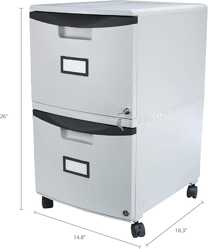 Storex 61311A01C File Cabinet, 1-Pack, Gray/Black