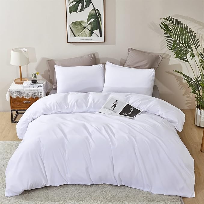 White Comforter Queen White Bedding Comforter Set Full True White Bed Set Soft Durable Solid Bright White Breathable Comforter Set Women Durable Lightweight Plain White Comforter Queen