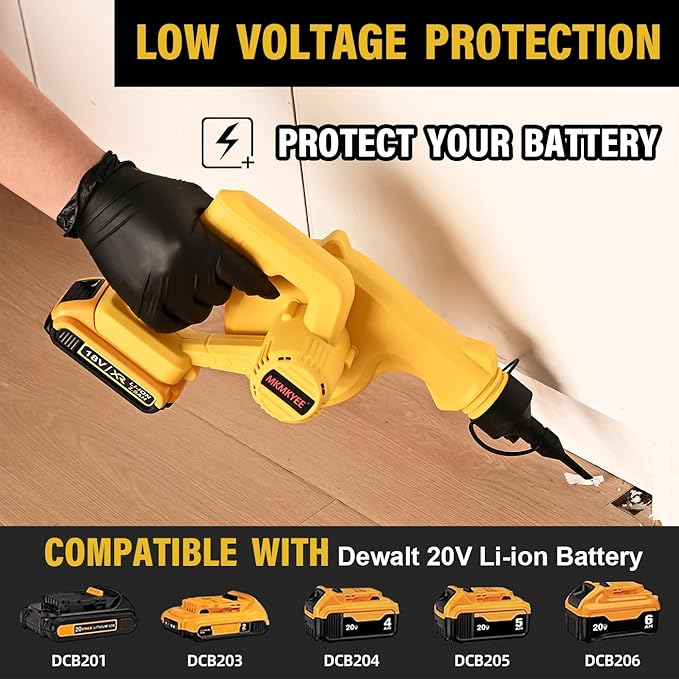 Cordless Blower for DEWALT 20V Max Battery, 3-in-1 Handle Small Blower & Vacuum & Inflatable Compatible with DEWALT Battery by MKMKYEE (Battery Not Included)