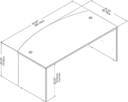 Bush Business Furniture Studio C Bow Front Desk, Computer Table for Home or Professional Office, 72W x 36D, Platinum Gray