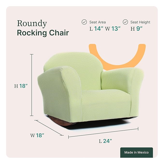 Keet Roundy Rocking Kid's Chair, Green Gingham