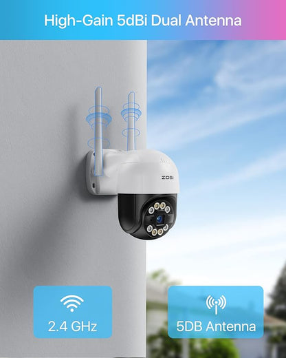 ZOSI C289 2K Pan/Tilt WiFi Add On Camera, 3MP Plug-in Outdoor PT Security Camera, Night Vision, Human Detection, 2 Way Audio, Smart Light Siren, Only Work 2K WiFi NVR System(ZR08RP,ZR08LL)