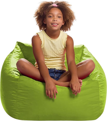 Posh Creations Structured Comfy Seat for Playrooms and Bedrooms, Large Bean Bag Chair, Coronado Chair, Lime