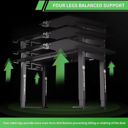 X-WIN 63 Inches L-Shaped Electric Standing Desk, Dual Motor Height Adjustable Stand Up Corner Desk, Sit to Stand Workstation with Locking Wheels, Carbon Fiber Top