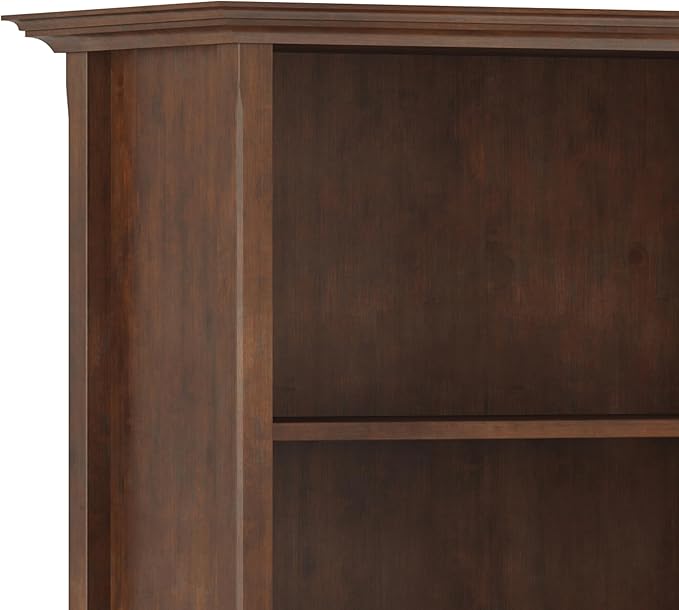 SIMPLIHOME Amherst SOLID WOOD 30 Inch Transitional 5 Shelf Bookcase in Russet Brown, For the Living Room, Study Room and Office