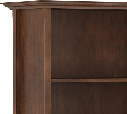 SIMPLIHOME Amherst SOLID WOOD 30 Inch Transitional 5 Shelf Bookcase in Russet Brown, For the Living Room, Study Room and Office
