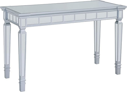 SEI Furniture Glenview Glam Mirrored Writing Desk w/ Drawers, Matte Silver