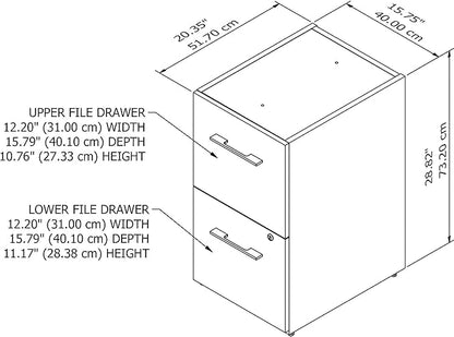 Bush Business Furniture Office 500 2 Drawer File Cabinet, 16W, Storm Gray