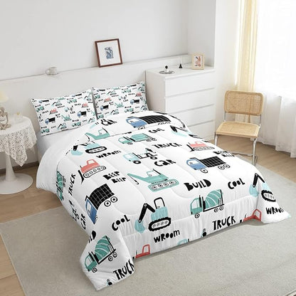 Feelyou Cartoon Tractor Ultra Soft Bedding Set Cars Kawaii Comforter Set for Kids Boys Toddler Vehicle Truck Comforter Equipment Transport Cute Quilt Set Bedroom Collection 2Pcs Twin Size