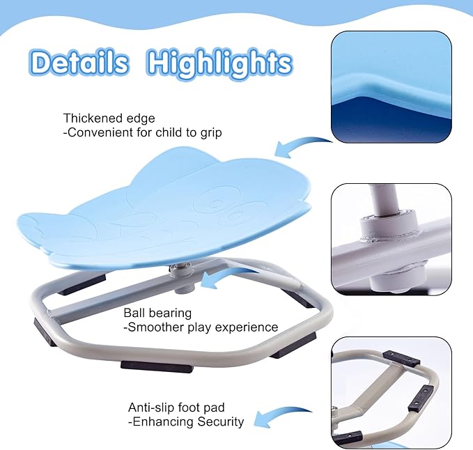 Autism Kids 360° Spinning Swivel Chair.Spinning Chair for Kids Sensory, Kids Swivel Chair Sensory, Sensory Toy Chair, Carousel Spin Sensory Chair, Training Body Coordination (Sky blue)
