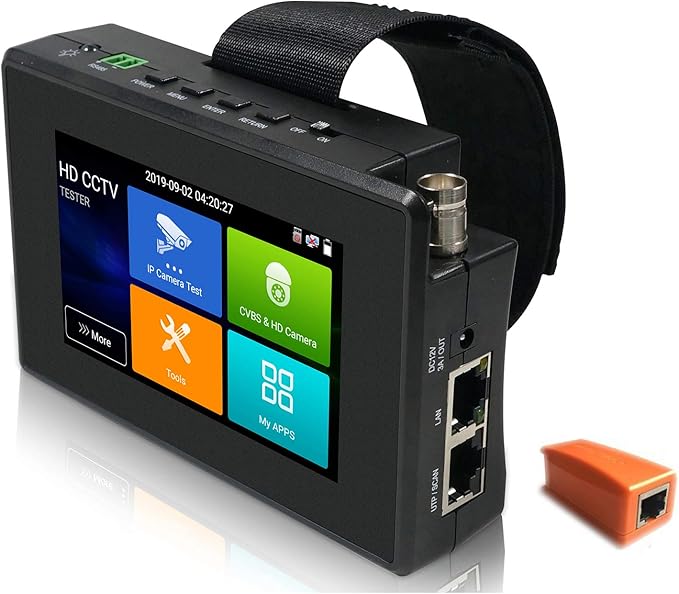 EVERSECU 5 in 1 CCTV Tester Support Up to 4K IP Camera & 720P/1080P/3mp/4mp/5 Megapixel AHD, TVI, CVI & CVBS Analog Camera, 4" Touch Screen Security Video Monitor, POE Out, IP Scan, UTP Cable Test