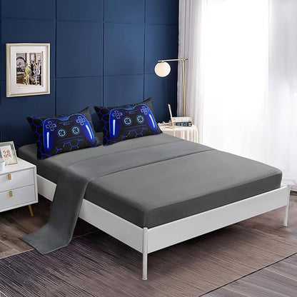 5 Pieces Bed in a Bag for Boys Bedding Sets Twin Size,Gamer Comforter Sets for Boys Kids, Gaming Comforter Set for Boys Room Decor with Flat Sheet,Fitted Sheet,Pillowcase,Cushion Cover